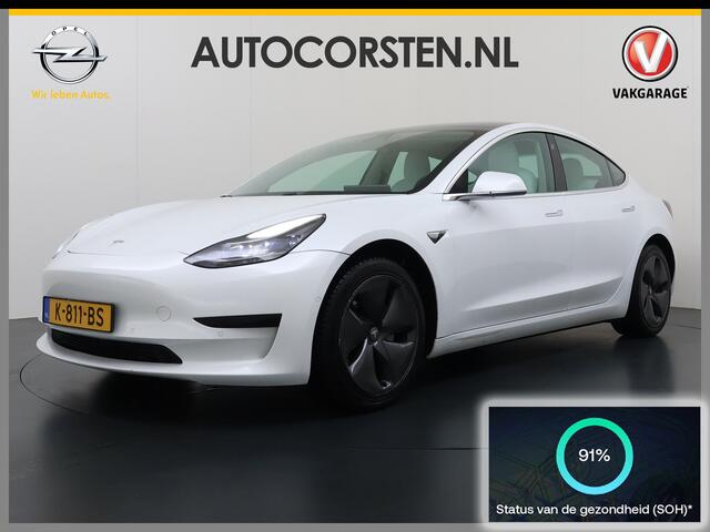 Tesla Model 3 RWD SR plus 325PK LFP SOH 91% Accu Ivory Lmv 18" AutoPilot Leder Panoramadak Adaptive-Cruise Camera's Elektr.-Stuur+Stoelen+Spiegels+Geheugen+Easy-Entry+Verwarmde stoelen Park assistent Pdc WIFI Lane-Assist Speed-Assist Navi LED DAB Voorverwarmen Keyless 