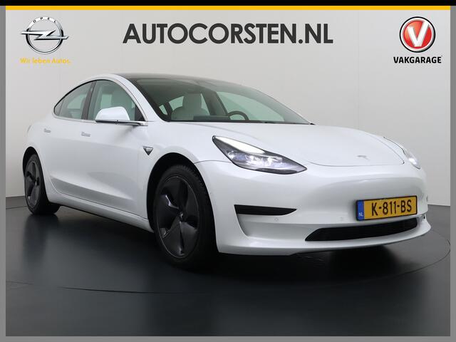 Tesla Model 3 RWD SR plus 325PK LFP SOH 91% Accu Ivory Lmv 18" AutoPilot Leder Panoramadak Adaptive-Cruise Camera's Elektr.-Stuur+Stoelen+Spiegels+Geheugen+Easy-Entry+Verwarmde stoelen Park assistent Pdc WIFI Lane-Assist Speed-Assist Navi LED DAB Voorverwarmen Keyless 