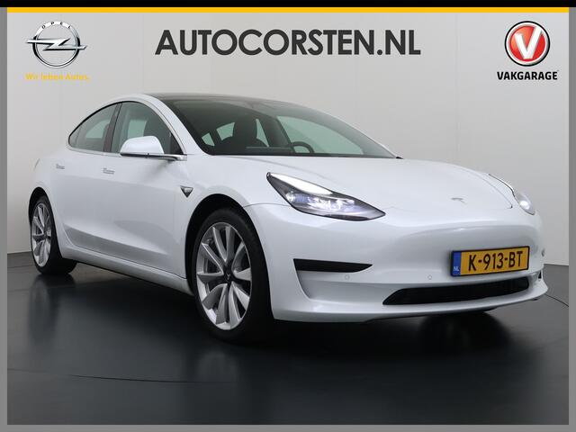 Tesla Model 3 SR+ 325PK LFP-Accu SOH 89.6% Lmv 19" AutoPilot Leer Pano-Dak Adaptive Cruise Lmv 18" Camera's Elektr.-Stuur+Stoelen+Spiegels+Geheugen+Easy-Entry+Verwarmde stoelen Park assistent Pdc WIFI Ecc Lane-Assist Speed-Assist Ecc Navi Led DAB Voorverwarmen interieu