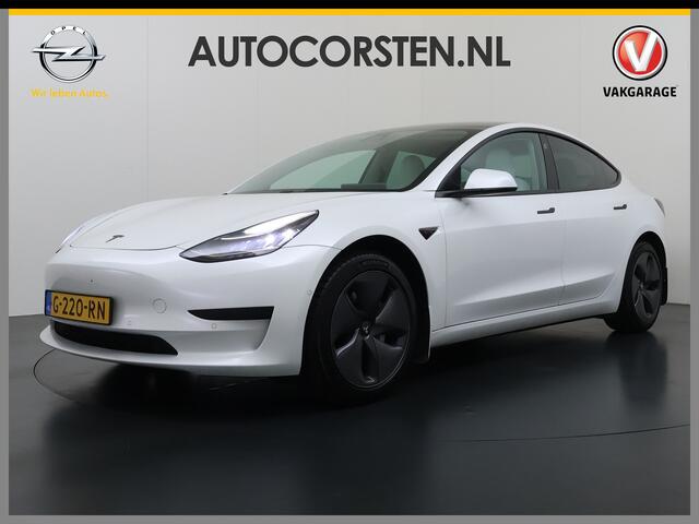 Tesla Model 3 SR+ 325PK AutoPilot Ivory-Leder Pano-Dak Adaptive Cruise Lmv 18" Camera's Elektr.-Stuur+Stoelen+Spiegels+Geheugen+Easy-Entry+Verwarmde stoelen Park assistent Pdc WIFI Ecc Lane-Assist Speed-Assist Ecc Navi Led DAB Voorverwarmen interieur via App Keyless On