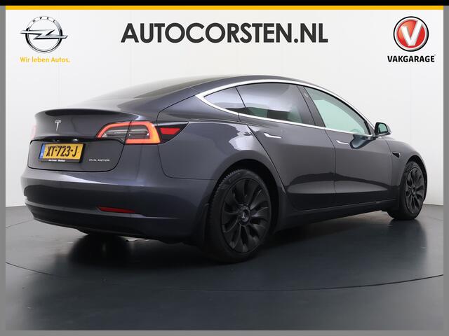 Tesla Model 3 Long Range AWD 75kWh 463PK Full Self Driving Ivoor Interieur All-Season banden Privacy Glas Premium Audio Panoramadak Navi Camera's Ecc Adap.Cruise Lmv Leder Memory Elek.Stoelen Achterbank+Stoelverwarming Keyless Wifi Origineel Nederlandse Particuliere Au