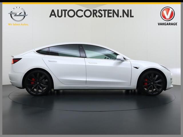 Tesla Model 3 Performance 513PK AWD **FSD** Panoramadak Navi Camera's Leder Stoelverwarming Navi Ecc Adap.Cruise Pdc Led Lmv 20" Google-Maps Elek.Stoelen+Memory Remote App Bediening Premium Audio