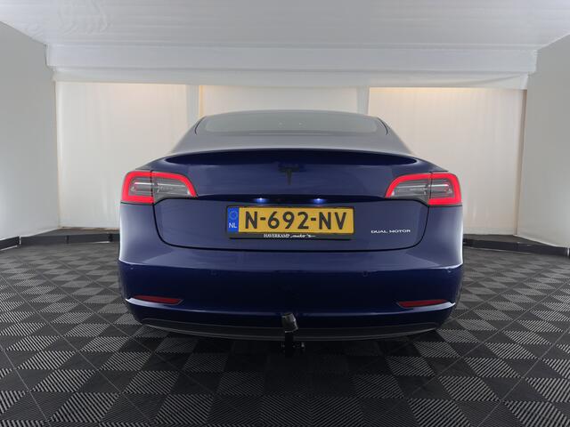 Tesla Model 3 Long Range AWD 75 kWh [3-Fase-11kW ] {SoH-82%} Aut. *PANO | AUTOPILOT | LEATHER | TOWBAR | KEYLESS | FULL-LED | MEMORY-PACK | TOPVIEW | DAB | CARPLAY | DIGI-COCKPIT | LANE-ASSIST | HEATED-COMFORTSEATS | 18"ALU*