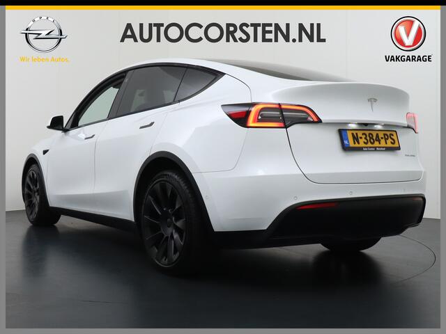 Tesla Model Y Long Range 514PK AWD 75kWh Ivoor-Interieur LMV 20" Warmtepomp Full-Self-Driving Computer 3 Leder Stoelverwarming-V+A+Stuur Adap.Cruise Navi Ecc Keyless PDC-a+v Elek.Achterklep Lmv Led Standkachel 4WD LR 1e Eigenaar, origineel Nederlands Geleverd, Accu/Mot
