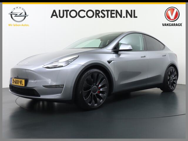 Tesla Model Y Performance 534pk 0-100 3,8 sec. AWD 78,1kWh Warmtepomp 21"Lmv FSD-Comp.3 AutoPilot Carbon-Spoiler Elekr.Achterklep AMD Ryzen-proc.(TM) Premium-HiFi Pano.dak Camera Leer Adaptive-Cruise+Stop&Go Park-Assist PDC-a+v Wifi Ecc Dual Motor Long Range 75kWh 3x C