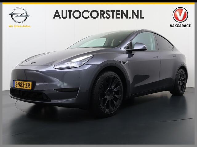 Tesla Model Y RWD 60kWh LFP-Accu S.O.H. 96% Trekhaak Warmtepomp Lmv 20" Ambient Interieur Verlichting Adap.Cruise Navi Ecc Camera's Panoramadak Autopilot Stoel+Stuur+Achterbank Verwarming Elek.Achterklep Dodehoek detector Draadloze telefoonlader Origineel Nederlandse A