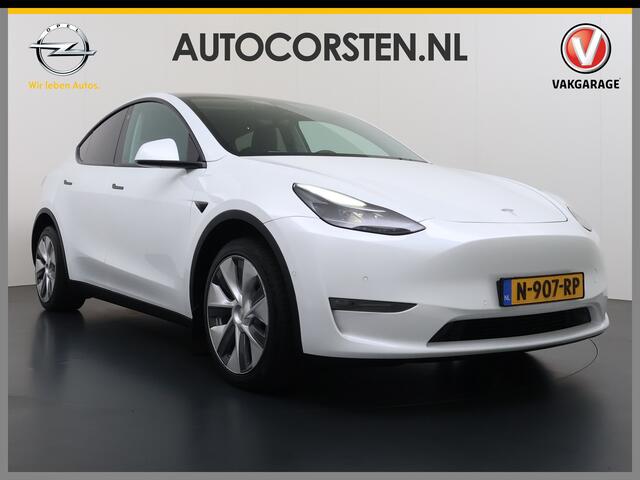 Tesla Model Y Long Range AWD 75kWh 514PK Warmtepomp Stuur+Stoel+Achterbankverwarming Panoramadak Camera's Adap.Cruise Navi Ecc Premium-Audio Leder SOH 91,4% 4WD Keyless Intel Atom®-Processor Privacy Glas Lmv Matrix Led Dodehoekdetectie