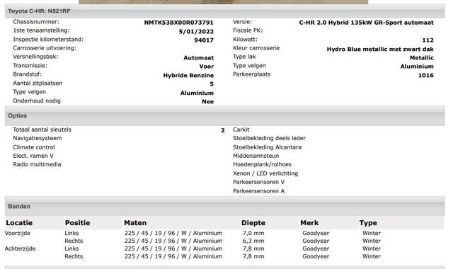 Toyota C-HR 2.0 Hybrid GR-Sport / Pdc+Camera / Airco-ecc./ Navigatie / Xenon / 1/2 Leder / Radio multimedia