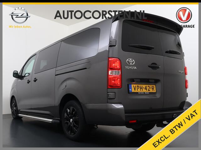 Toyota PROACE Worker L3 2.0D-4D 177PK Automaat Leder Dubbele Cabine 5-Persoons Stoelverwarming Trekhaak Camera 3D-Navi Ecc Apple Carplay Android Auto Sidebar Lmv 17" Privacy Glas Betonplex Vloer Wandbetimmering 1e Eigenaar 2.500KG Trekgewicht 400NM