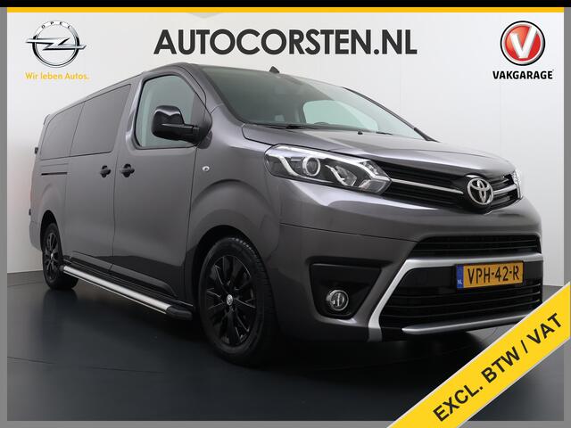 Toyota PROACE Worker L3 2.0D-4D 177PK Automaat Leder Dubbele Cabine 5-Persoons Stoelverwarming Trekhaak Camera 3D-Navi Ecc Apple Carplay Android Auto Sidebar Lmv 17" Privacy Glas Betonplex Vloer Wandbetimmering 1e Eigenaar 2.500KG Trekgewicht 400NM