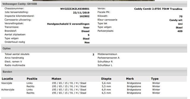 Volkswagen CADDY 2.0 TDI 5Pers. Euro6 Trendline / 2xSchuifdeur / Airco / Pdc. / Radio multimedia /