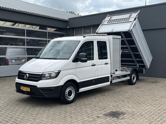 Volkswagen CRAFTER 35 2.0 TDI L4 DC 140pk Airco Cruise controle Trekhaak 3000kg trekgewicht Kipper 6-Persoons Euro 6 Dubbele cabine 1e eigenaar Open laadbak Pick-up Bakwagen Kieper