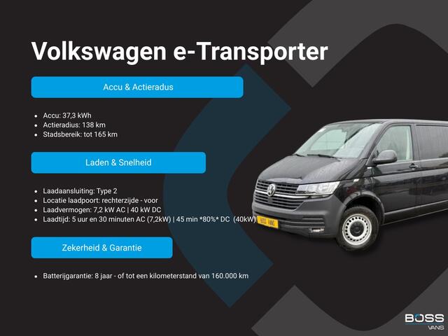 Volkswagen E-Transporter ABT 138KM WLTP 37,3kWh 100% Elektrisch Transporter Airco Stoelverwarming Parkeersensoren