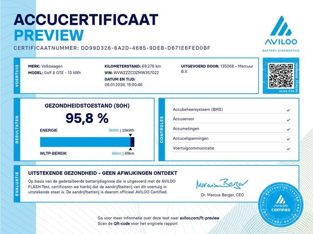 Volkswagen GOLF 1.4 eHybrid GTE | SOH 95% | Virtual | Sfeer | Carplay | Adap. Cruise | Keyless | Parkeersens.