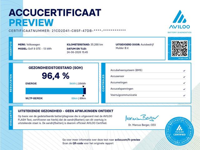 Volkswagen GOLF 1.4 eHybrid GTE | SOH 96.4 % | Mist lampen | Camera | ACC | Dodehoek detectie | 245PK |