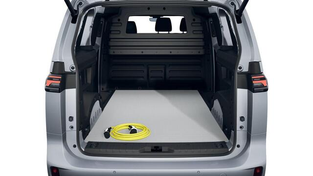 Volkswagen ID. Buzz Cargo Bedrijfswagens Bulli edition Elektromotor 250 kW (340 pk) 250 kW | Achterlichten led, luxe uitgevoerd incl. dynamische knipperlichten | Open & close pakket plus | Schuifdeuren links en rechts elektrisch | Verwarmbaar multifunctioneel stuurwiel met leder b