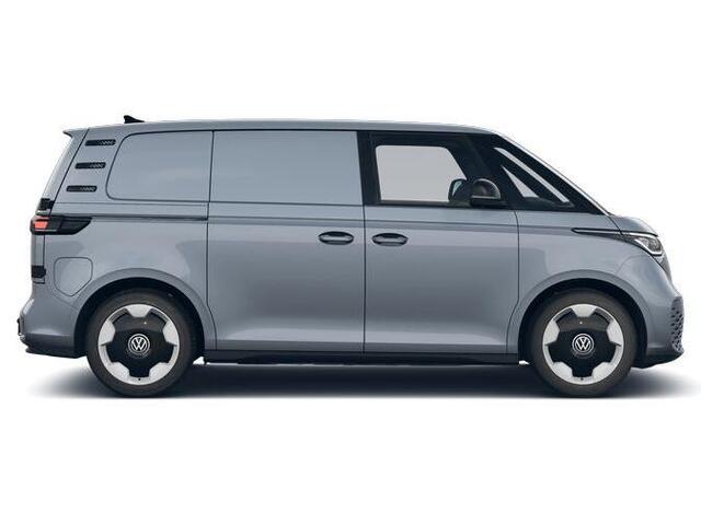 Volkswagen ID. Buzz Cargo Bedrijfswagens Bulli Edition Elektromotor 210 kW (286 pk) 2988 mm | Navigatiesysteem | Climate control | Alarm klasse 3 | 20 inch Stockton velgen | 360° graden | Stuurwiel verwarmd | Trekhaak elektrisch | Zijwandbekleding