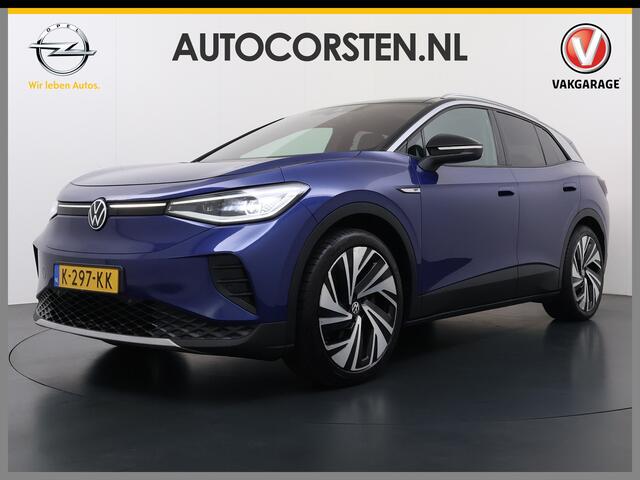Volkswagen ID.4 Max Pro 1ST 77kWh W-pomp Trekhaak Panodak Camera 21" PDC-a+v Matrix-LED-a+v Adap.Cruise Navi Ergo-Active Stoelen Memory Dynamisch onderstel Stoelverwarming Lmv Elek.Achterklep Privacy Glas Voorruitverwarming Wifi SOH 87% 1e Eigenaar Origineel Nederlandse 