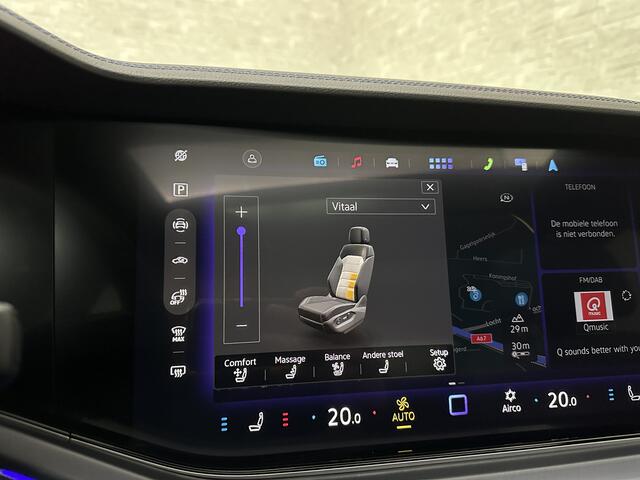 Volkswagen TOUAREG R 3.0 TSI 462PK E-Hybrid | Luchtvering | Puglia-Leder | Panorama | DYN-Audio | Massage | Ventilatie | ACC | Trekhaak | Nachtzicht | Head-Up | Ergo-Comfort | 22" | Keyless-Entry | Memory | 4-Zone Clima | ISO-Glas | Stoelverwarming V+A | Dodehoek | Standkac