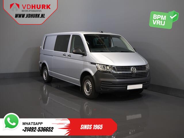 Volkswagen TRANSPORTER T6.1 2.0 TDI 150 pk DSG Aut. L2 DC BPM VRIJ! Dubbel Cabine 6 Pers./ Lage KM!/ Adapt.Cruise/ Navi/ Carplay/ Trekhaak