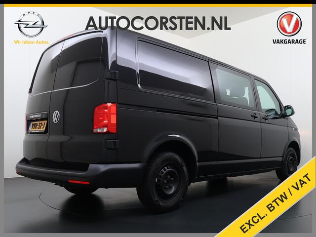Volkswagen TRANSPORTER 2.0TDI Dubbele Cabine 6-Persoons L2H1 28 Navi* Apple Carplay Android Auto Airco Bluetooth Cruise Control Pdc Euro 6 Betonplex Vloer Wandbetimmering Achterdeuren 1e Eigenaar