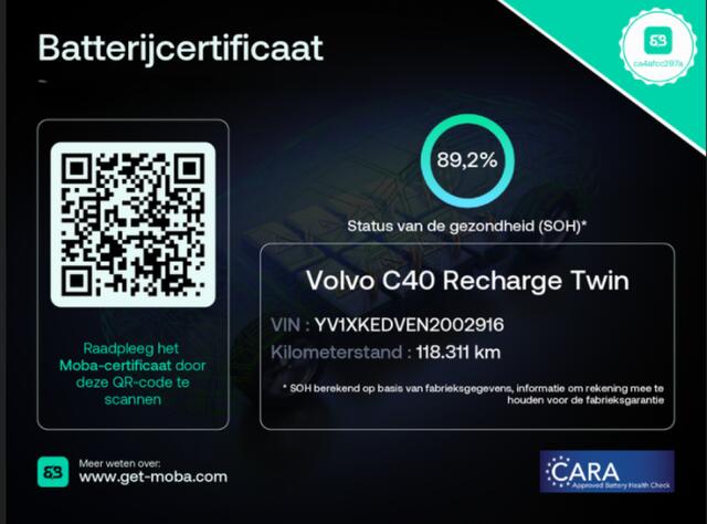 Volvo C40 Recharge Twin Intro Edition 78 kWh - Carplay, 360 Camera, Half Leer, Memory, SOH 89,2%
