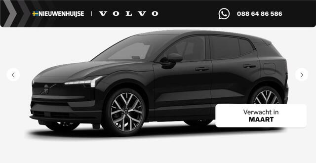 Volvo EX30 Single Motor Ext Range Ultra Black Ed Euro 69 kWh | Google | Long Range | 360 Camera | DAB | Stoel-/Stuurverwarming | Getint Glas | Keyless | Adaptieve Cruise Control | Sfeerverlichting | Elek. Achterklep | 20" LM