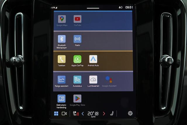 Volvo EX40 Twin Performance Ultra - Panorama/schuifdak - IntelliSafe Assist & Surround - 360º Camera - Harman/Kardon audio - Verwarmde voorstoelen, stuur & achterbank - Parkeersensoren voor & achter - Elektr. bedienb. voorstoelen met geheugen links - Draadloze tel.