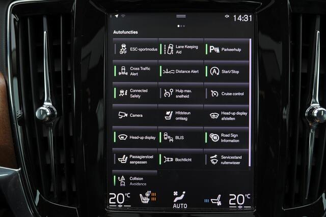 Volvo S90 T4 Business Luxury Plus - Intellisafe Surround - Head up display - BLIS dodehoekassistentie - Parkeercamera achter - Parkeersensoren v/a - Sensus navi - Apple® CarPlay - Android Auto - Verwarmbare voor & achterstoelen - Verwarmbaar stuurwiel - Panorama/sc