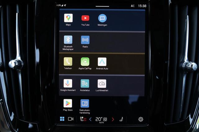 Volvo V90 T6 Recharge AWD Ultra Dark - Panorama/schuifdak - IntelliSafe Assist & Surround - 360º Camera - Harman/Kardon audio - Adaptieve LED koplampen - Verwarmde voorstoelen, stuur & achterbank - Parkeersensoren voor & achter - Elektr. bedienb. voorstoelen met ge