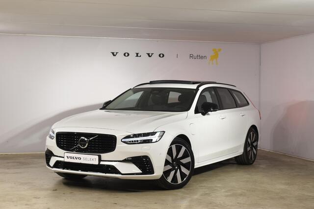 Volvo V90 T8 455PK Automaat Plug-in Hybrid AWD Ultra Dark / Navigatie / 360 Camera / Harman Kardon / Stuur & Stoelverwarming / Gelaagde Zijruiten / LM Velgen / Trekhaak