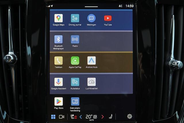 Volvo V90 T6 Recharge AWD Plus Bright - Luchtvering - IntelliSafe Assist & Surround - 360º Camera - Harman/Kardon audio - Adaptieve LED koplampen - Verwarmde voorstoelen, stuur & achterbank - Parkeersensoren voor & achter - Elektr. bedienb. voorstoelen met geheugen