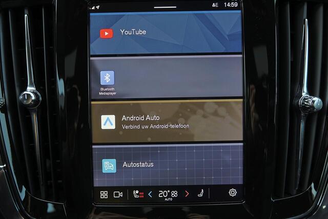 Volvo V90 T6 Recharge AWD Plus Bright - Luchtvering - IntelliSafe Assist & Surround - 360º Camera - Harman/Kardon audio - Adaptieve LED koplampen - Verwarmde voorstoelen, stuur & achterbank - Parkeersensoren voor & achter - Elektr. bedienb. voorstoelen met geheugen