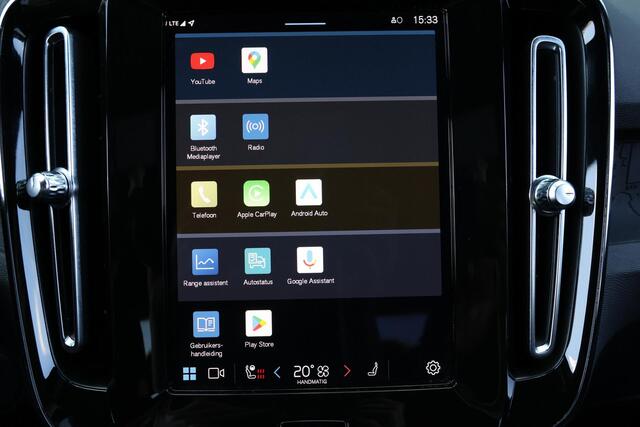 Volvo XC40 Recharge Twin Plus 82 kWh - IntelliSafe Assist & Surround - Verwarmde voorstoelen, stuur & achterbank - Parkeersensoren voor & achter - Elektr. bedienb. bestuurdersstoel met geheugen - Draadloze tel. lader - Warmtepomp - Extra getint glas - Elektr. inkla