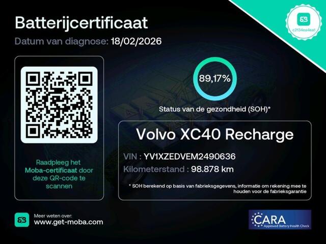 Volvo XC40 Recharge P8 AWD R-Design 1e Eigenaar | Dealer Onderh | BTW | NL-Auto | SOH89% | Trekhaak | Camera | WinterPack | Memory | Elek Stoel+Klep | Harman | Climate | Carplay | Navi | ACC | Full Led | PDC