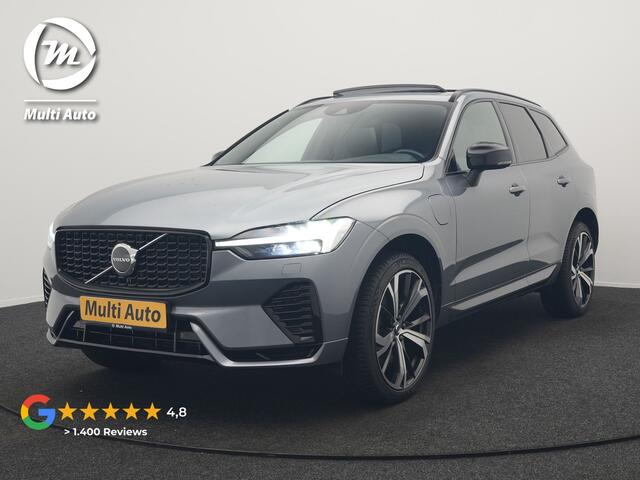 Volvo XC60 T6 AWD R-Design Plug In Hybrid 350pk Dealer O.H. PHEV | Panodak | Adaptive Cruise | Camera | Lederen Sportstoelen Memory & Verwarmd | Harman / Kardon | Stuur Verwarmd | 21"L.M | Apple Carplay | Keyless | Blis | Navigatie | DAB |