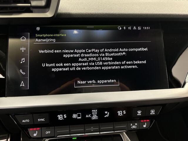 Audi A3 SPORTBACK 45 Tfsie 245pk S-tronic S edition Competition · Apple/Android Car Play · Navi · P-Sensoren · Stoelverwarming · Trekhaak · 17'' Inch · Garantie t/m 05-01-2028 of 100.000km