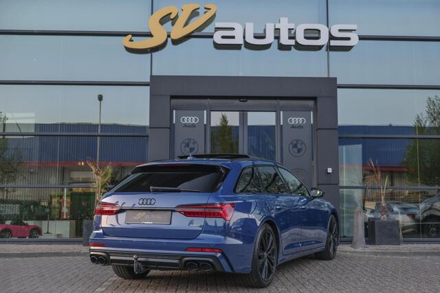 Audi A6 Avant 50 TFSIe 300pk Quattro S-line Facelift Panoramadak Bang&Olufsen *BTW* Trekhaak elec. Ascari blauw S6 diffusor Black pack