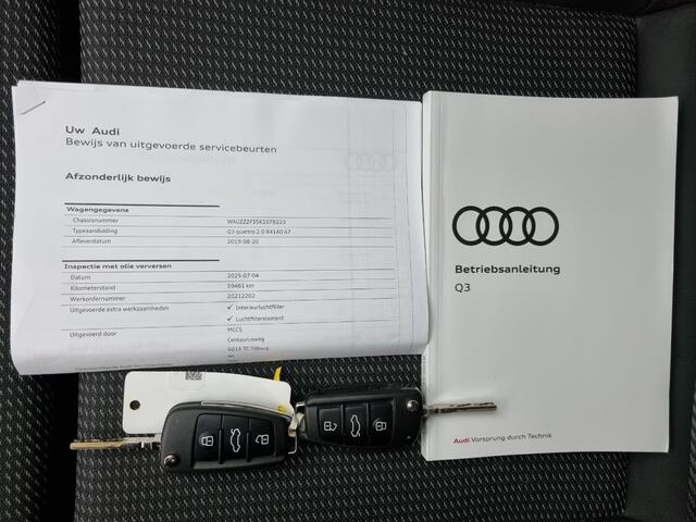 Audi Q3 40 TFSI quattro S Line Pro Line S | 190 PK | Panoramadak | Matrix Led | Stoelverwarming | Leer | Dode Hoek | Automaat | BTW | Black Edition | Cruise Control | Virtual | Navigatie | Dealer Onderhouden |