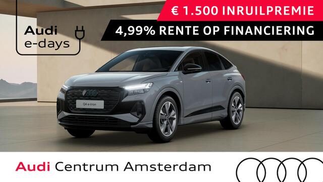 Audi Q4 Sportback e-tron 45 quattro S Edition 82 kWh panoramadak, achteruitrij camera, adaptive cruise control, optiek pakket zwart plus, privacy glass, lichtpakket, spiegelkappen zwart