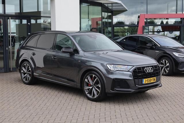 Audi Q7 55 TFSI e quattro Pro Line S 380PK / 280kW, Lederen bekleding, 21" LMV, honingraat, servo sluiting portieren, dodehoek sensor, achteruitrijcamera, parkeersensoren voor en achter, voorstoelen verwarmbaar, Bose Sound System, verstelbare achterbank, navigati