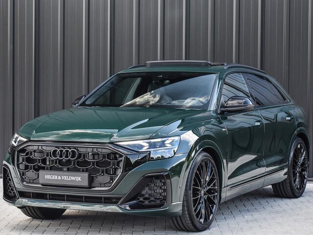 Audi Q8 60 TFSI e quattro Pro Line S Competition | PANORAMADAK | 4 WIEL BESTURING | ALCANTARE HEMEL | AMBIANCE VERLICHTING | MASSAGE STOELEN | STOEL VENTILATIE EN VERWARMING | HEAD UP | 360 CAMERA | ELEKTR. TREKHAAK | SOFT CLOSE | LEDEREN DASHBOARD | GOODWOOD GRE