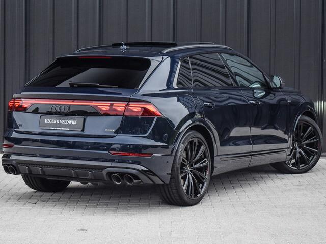 Audi Q8 60 TFSI e QUATTRO PRO LINE S COMPETITION | PANORAMADAK | CARBON |BANG & OLUFSEN ADVANCED | S-SEATS | CARBON INLEG | 360 CAMERA | HEAD-UP | AMBIANCE INTERIEUR | TREKHAAK | ADAPTIVE CRUISE | 4-WHEELBESTURING | SOFT-CLOSE | LUCHTVERING |