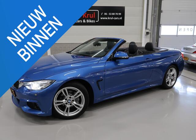 BMW 4-SERIE Cabrio 420i M-Sport Nekverwarming Harman/Kardon Trekhaak afn. Camera Sportstoelen Leer Stoelverwarming Estorilblauw 18 Inch LMV Zeer nette staat