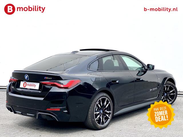 BMW i4 M50 544Pk High Executive 84 kWh Elektrisch verstelbare stoelen | Trekhaak 1600kg | Schuif/Kanteldak | Driving Assistant Professional | Harman Kardon Sound System | Head Up Display | Verwarmbaar stuurwiel | Interieurlijsten Carbon Fibre | Parking Assist.