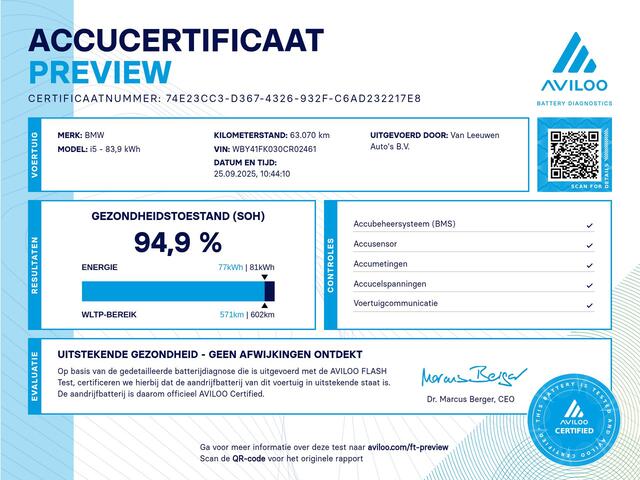 BMW i5 M60 xDrive 84 kWh | Pano | B&W | Achterasbestuuring | Head-Up | NAP