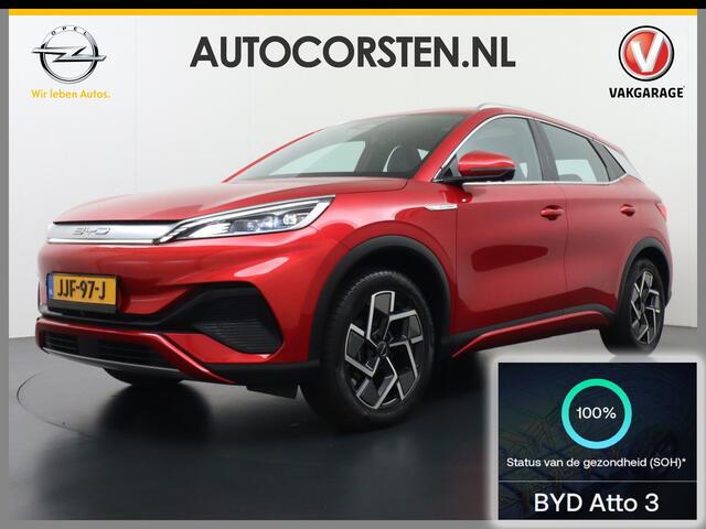 BYD Atto 3 60kWh Design SOH 100% Panoramadak Leder+Elektr.Verst. Warmtepomp Adaptieve Cruise 360°Camera Apple Carplay Android Auto Elektr.Achterklep Design Verkeersbord detectie WiFi DAB Led Rijstrooksensor Keyless Smartphone Entry Fabrieksgarantie tot 15-12-2028/15