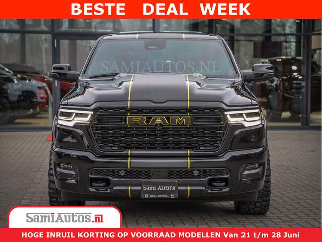 Dodge 1500 Ram Limited Night High Output 540HP 706Nm | Massage + Full Option | De Meest Luxe en Volle Pick-Up in zijn Klasse | Comfortabele Dubbele Cabine met Royale 5 Zitplaatsen | BPM vrij | Nu Leverbaar uit Voorraad | Voorraad Nr 2300 - 7689