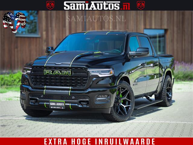 Dodge 1500 Ram Limited Night High Output 540HP 706Nm | Massage + Full Option | De Meest Luxe en Volle Pick-Up in zijn Klasse | Comfortabele Dubbele Cabine met Royale 5 Zitplaatsen | BPM vrij | Nu Leverbaar uit Voorraad | Voorraad Nr 2300 - 7689