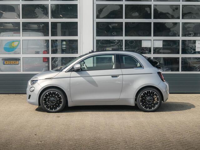 Fiat E-500 Cabrio La Prima 42 kWh | 17% Bijtelling | Clima | Cruise | Leder | 17" | Priv Glass | Winter Pack | JBL Sound | BSM | Apple Carplay
